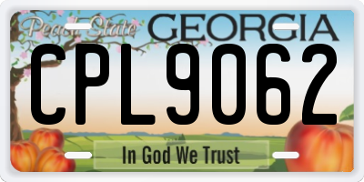 GA license plate CPL9062