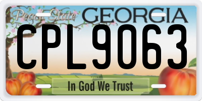 GA license plate CPL9063