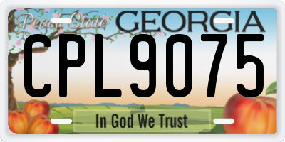 GA license plate CPL9075