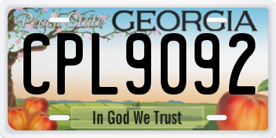 GA license plate CPL9092
