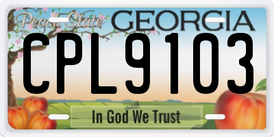GA license plate CPL9103