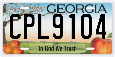 GA license plate CPL9104