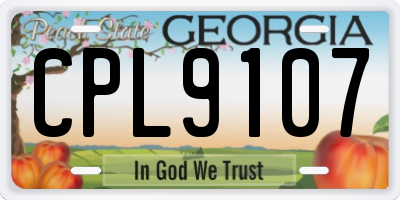 GA license plate CPL9107