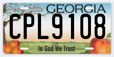 GA license plate CPL9108