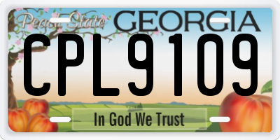 GA license plate CPL9109