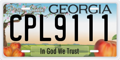 GA license plate CPL9111