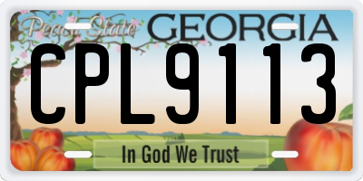GA license plate CPL9113