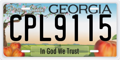 GA license plate CPL9115