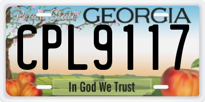 GA license plate CPL9117