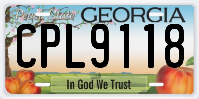 GA license plate CPL9118