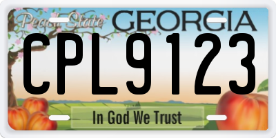 GA license plate CPL9123