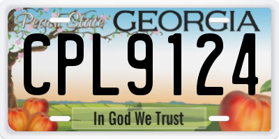 GA license plate CPL9124