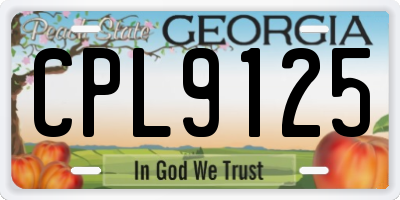GA license plate CPL9125