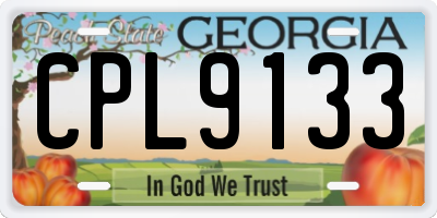 GA license plate CPL9133