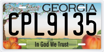 GA license plate CPL9135