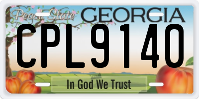 GA license plate CPL9140