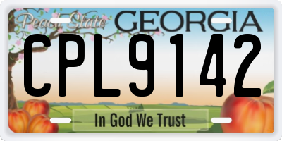 GA license plate CPL9142