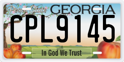 GA license plate CPL9145