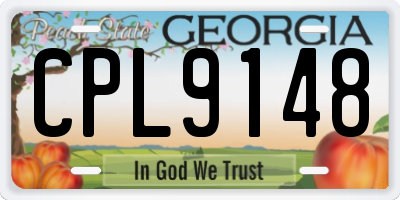 GA license plate CPL9148