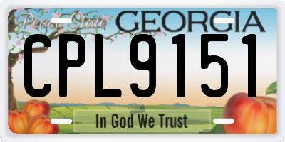 GA license plate CPL9151