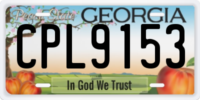 GA license plate CPL9153