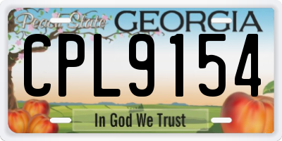 GA license plate CPL9154