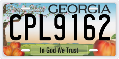 GA license plate CPL9162