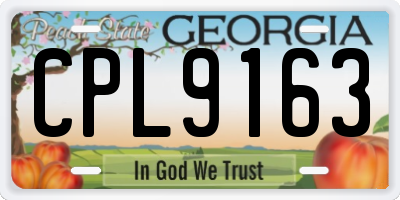 GA license plate CPL9163