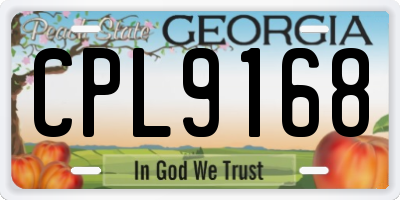 GA license plate CPL9168
