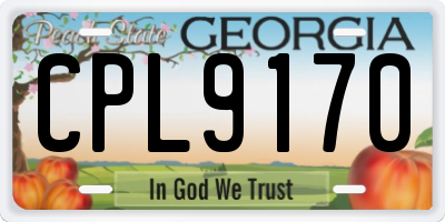 GA license plate CPL9170