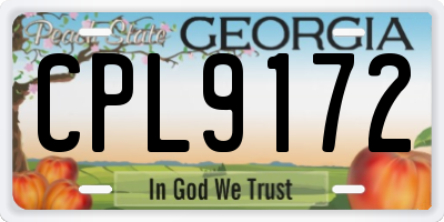 GA license plate CPL9172