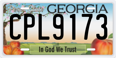 GA license plate CPL9173