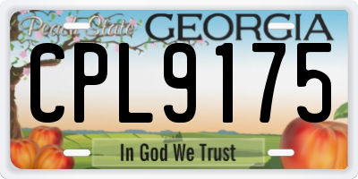 GA license plate CPL9175