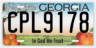 GA license plate CPL9178