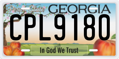 GA license plate CPL9180