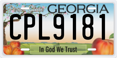 GA license plate CPL9181