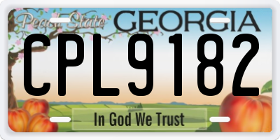 GA license plate CPL9182