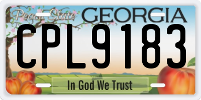 GA license plate CPL9183