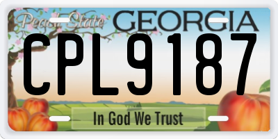 GA license plate CPL9187