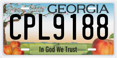 GA license plate CPL9188