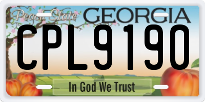 GA license plate CPL9190