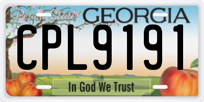 GA license plate CPL9191