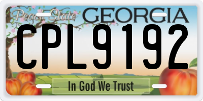 GA license plate CPL9192