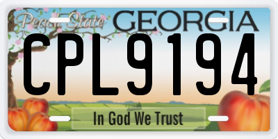 GA license plate CPL9194
