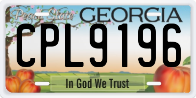 GA license plate CPL9196