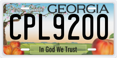 GA license plate CPL9200