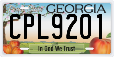 GA license plate CPL9201