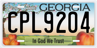 GA license plate CPL9204