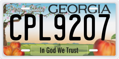 GA license plate CPL9207
