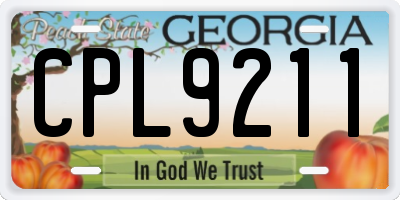 GA license plate CPL9211